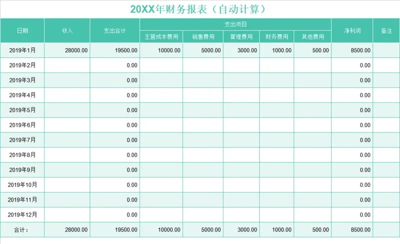 年度自动计算财务报表Excel表格 企业收支利润统计核算模板 - 封面预览