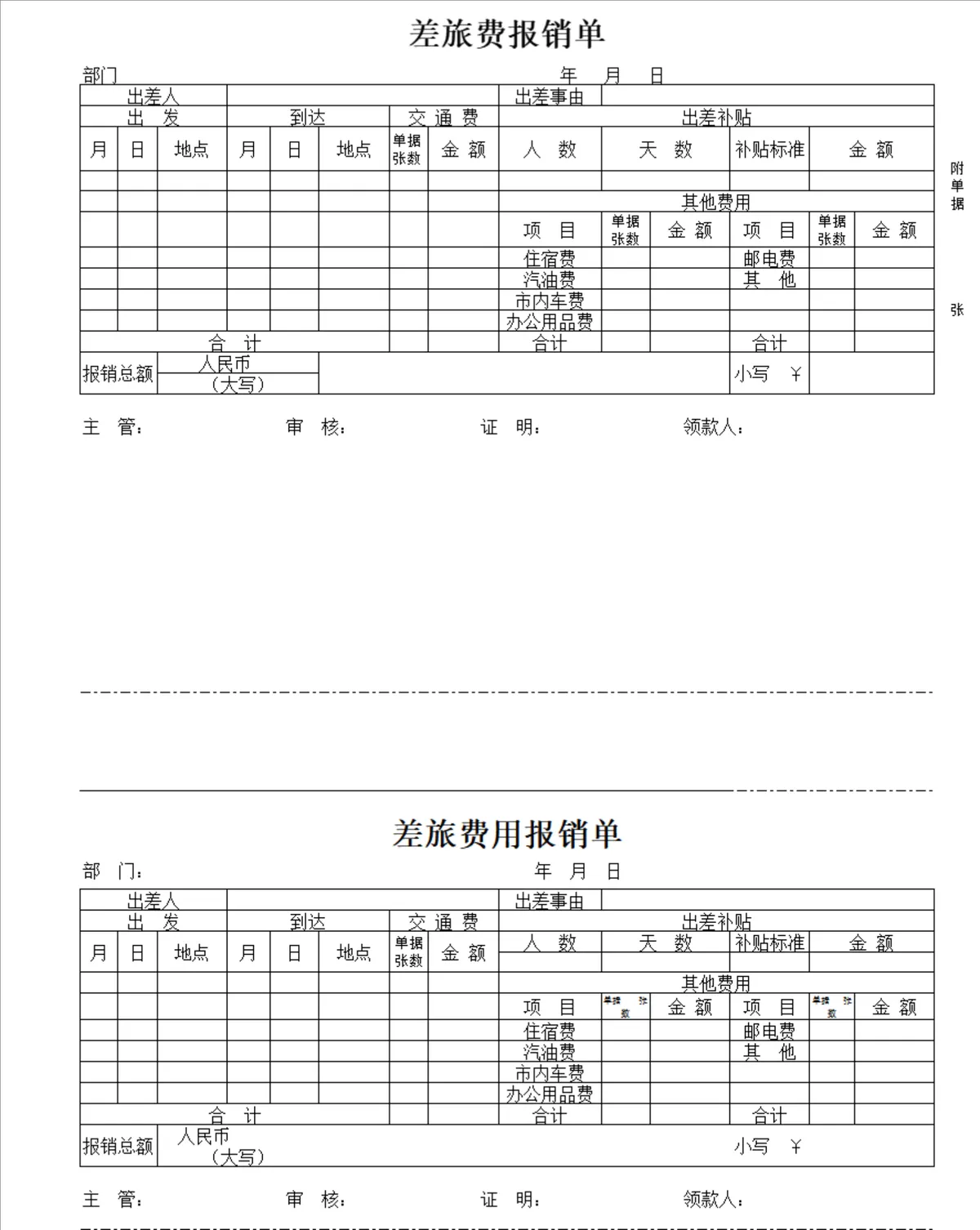 企业员工差旅费报销登记统计Excel表格模板 - 第1页