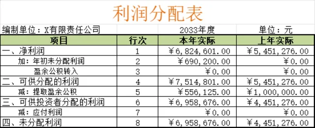 企业年度利润分配明细统计Excel财务表格 - 封面预览