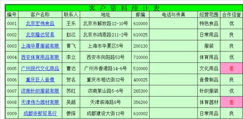 客户资料统计信息登记Excel表格 - 封面预览