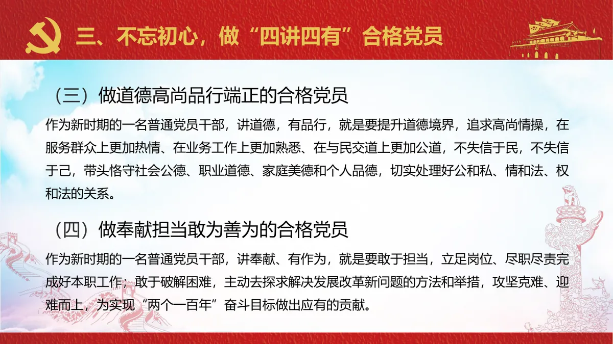 不忘初心牢记使命做一名合格共产党员党建党政主题PPT模板 - 第19页