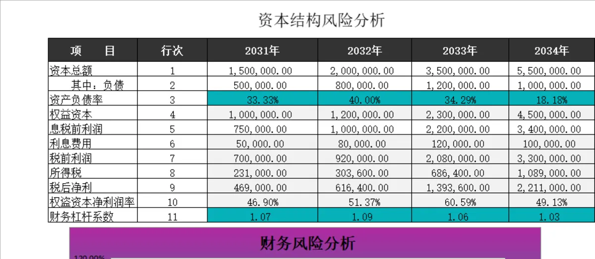 企业多年度资本结构风险分析财务数据统计Excel表格 - 第1页