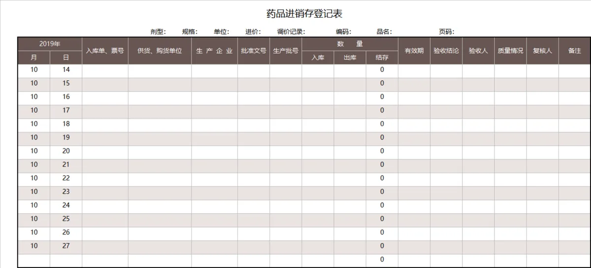 药品进销存登记Excel表格 药店药房药品出入库库存管理统计模板 - 第1页