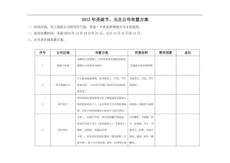 圣诞节元旦公司节日布置活动方案Word文档 - 封面预览