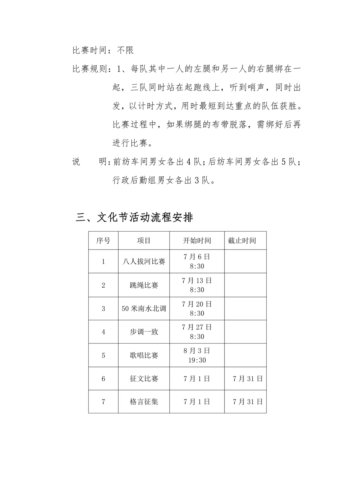 河南永安纺织有限公司第二届企业文化节完整活动方案Word文档 - 第6页