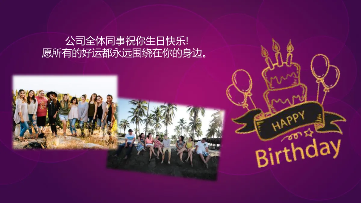 紫色精美企业员工生日会生日快乐主题PPT模板 - 第3页