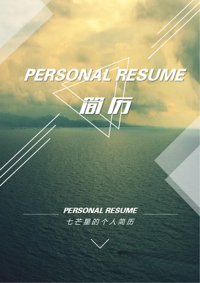 简约大气个人求职简历Word文档模板 含教育背景工作经历填写模块 - 封面预览