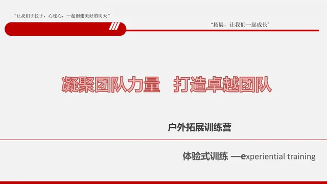 凝聚团队力量打造卓越团队户外拓展训练营体验式训练PPT模板 - 封面预览