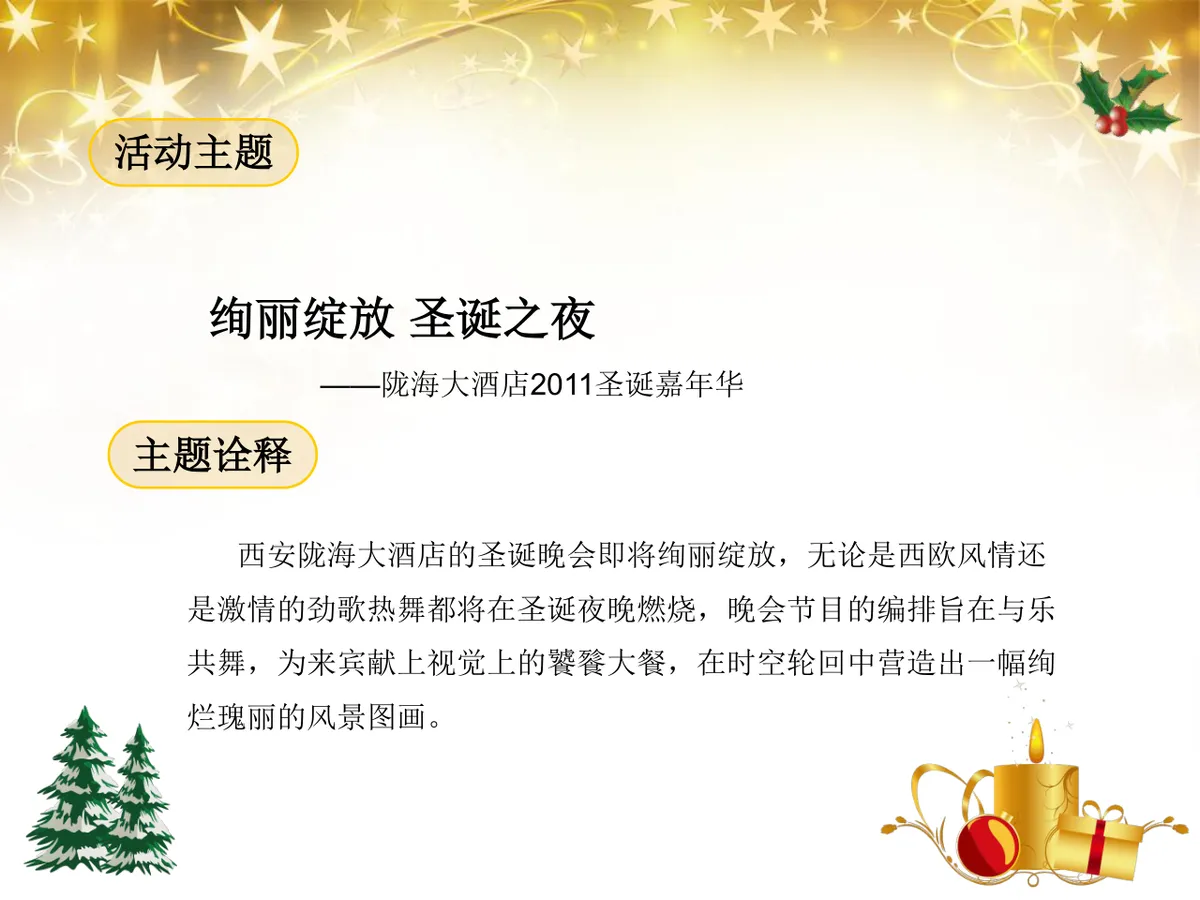 绚丽绽放圣诞之夜陇海大酒店圣诞嘉年华活动策划方案PPT模板 - 第6页