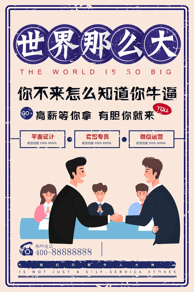 复古风高薪招聘宣传海报PSD设计素材 企业人才招募岗位展示海报 - 封面预览