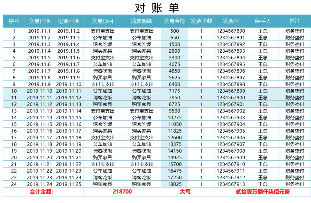 企业日常收支明细对账单Excel财务记账统计表格 - 第1页