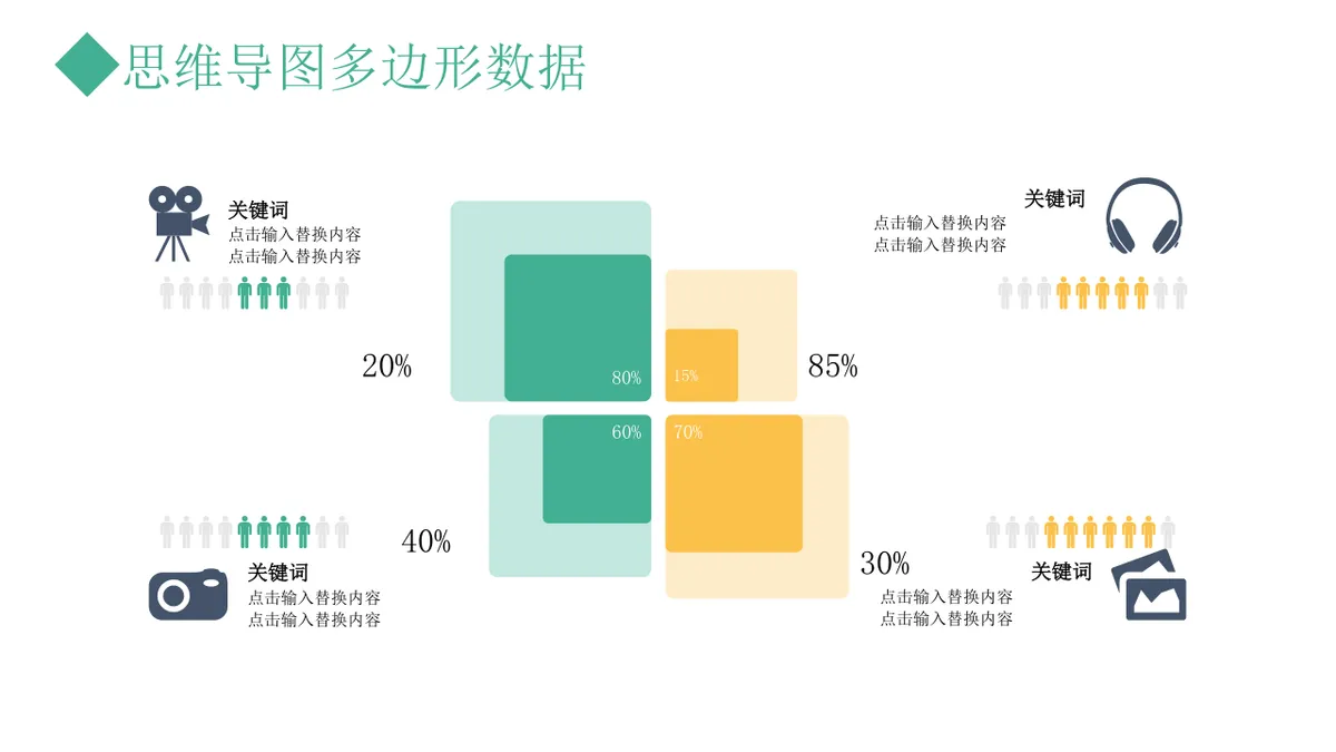 多边形数据对比分析思维导图PPT模板 - 第10页