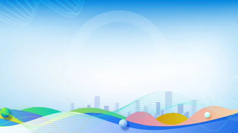 蓝色渐变生物科技城市风PPT演示通用背景图片 - 封面预览