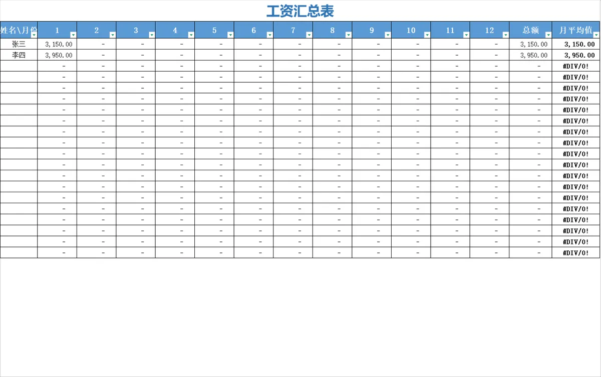 员工工资明细与年度汇总统计Excel表格 - 第2页