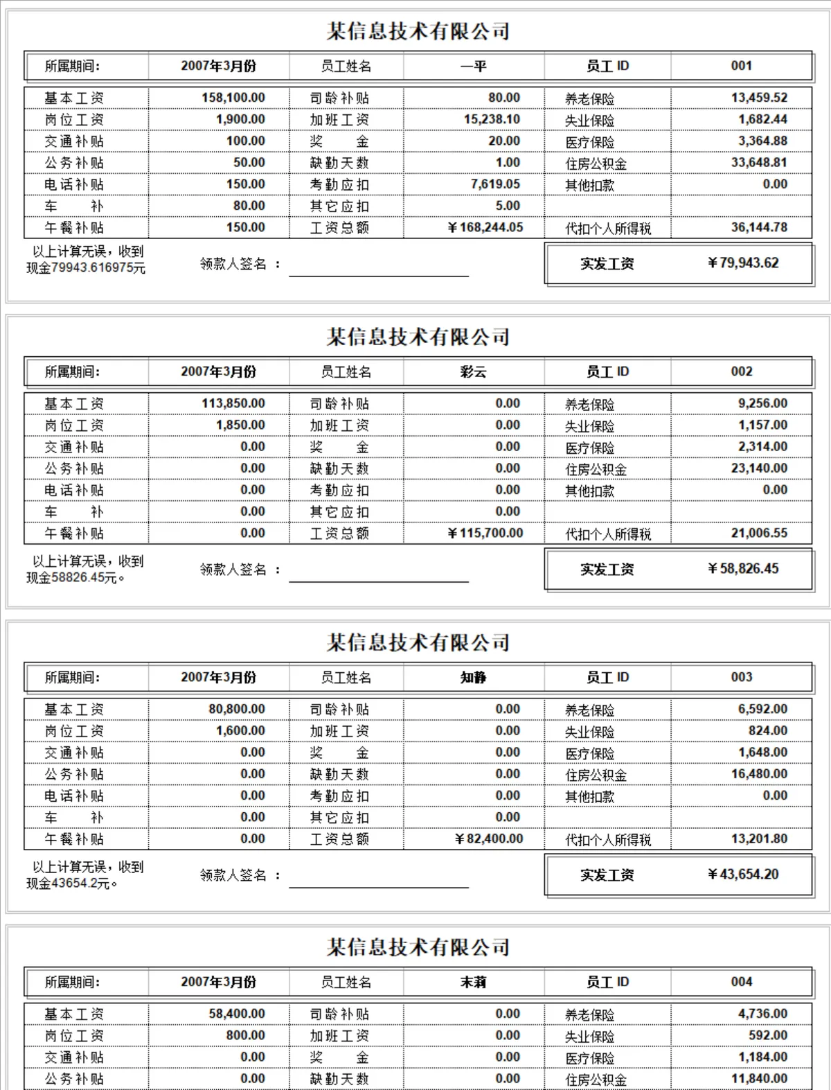 公司员工工资明细核算与月度考勤统计Excel表格 - 第3页