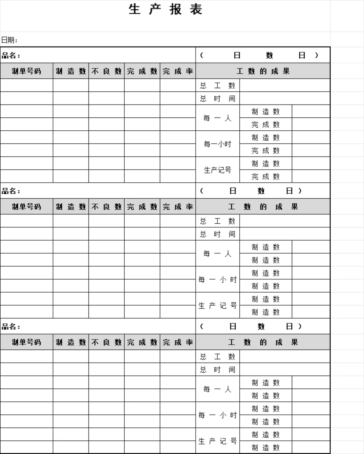 多品类生产进度统计日报表Excel表格 生产排程数据跟踪记录模板 - 第1页