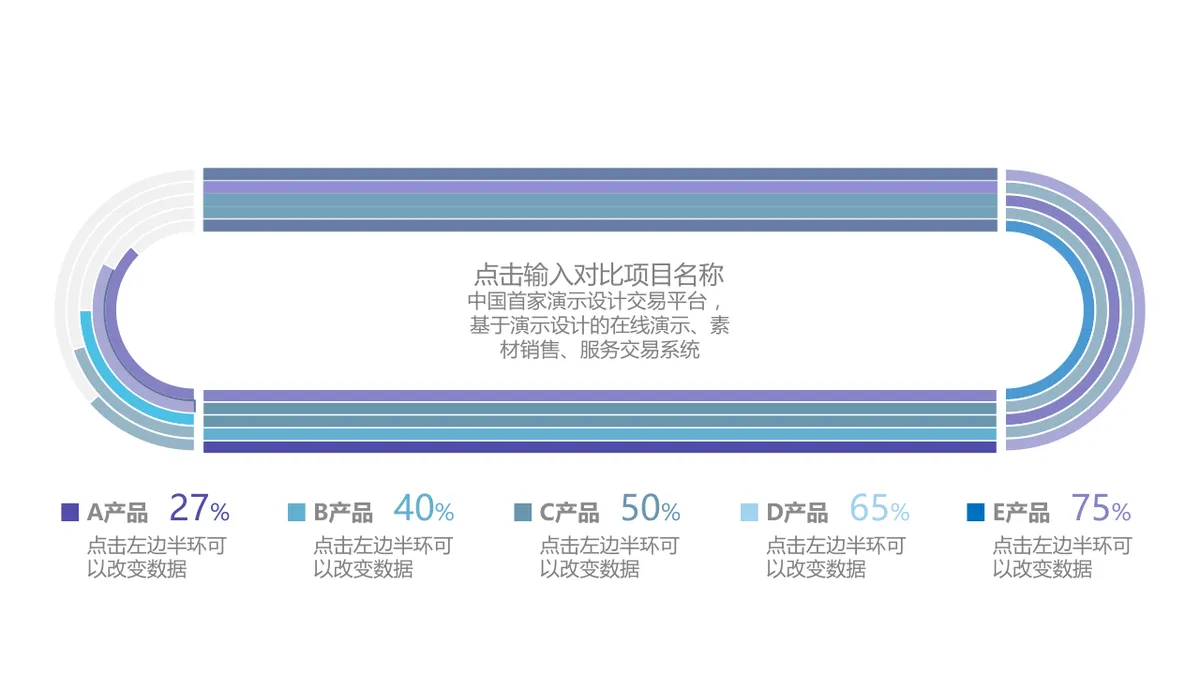 三十套蓝色创意并列数据关系PPT图表合集 - 第8页