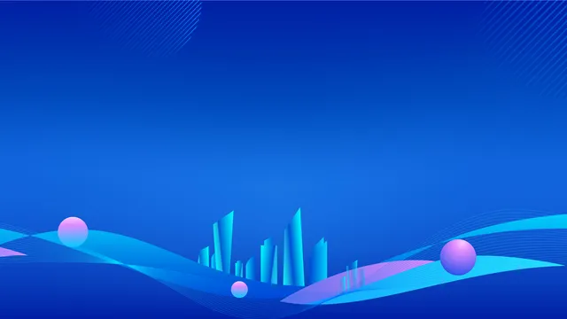 蓝色科技风城市建筑线条渐变商务演示通用PPT背景图片 - 封面预览