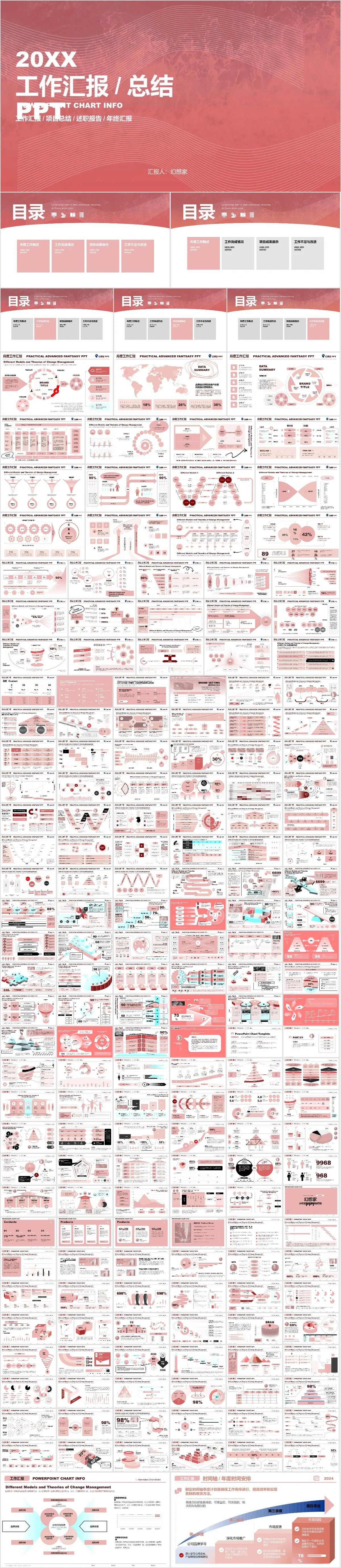 20XX工作汇报总结PPT模板 - 模板内页详情长图