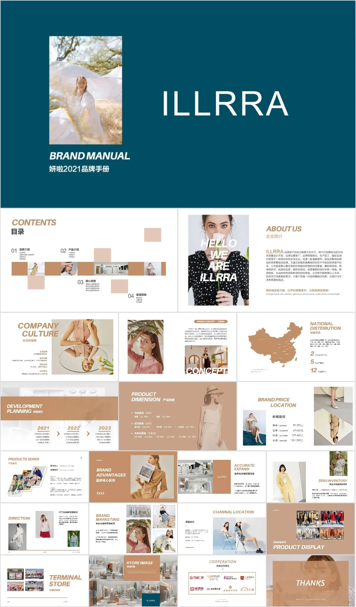 ILLRRA妍啦品牌介绍宣传手册PPT模板 - 模板内页详情长图