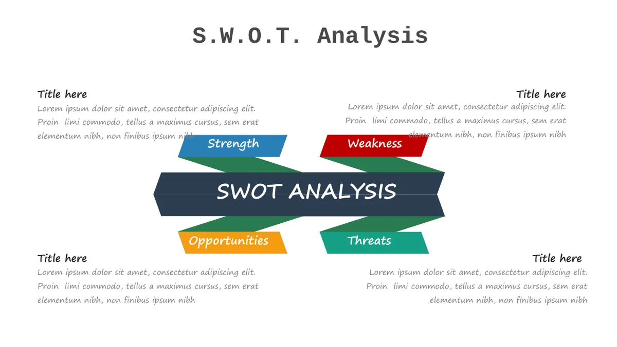 30套彩色SWOT分析并列关系流程图数据对比PPT图表合集 - 第4页