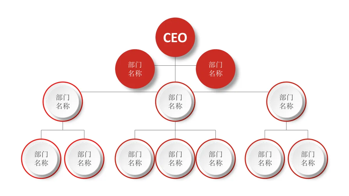 30套深红色企业组织结构关系图PPT图表合集 - 第7页