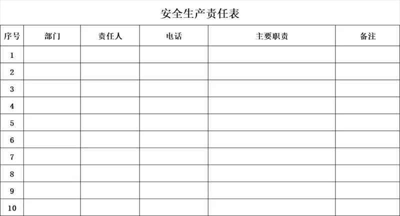 安全生产责任登记统计Excel表格模板 - 封面预览