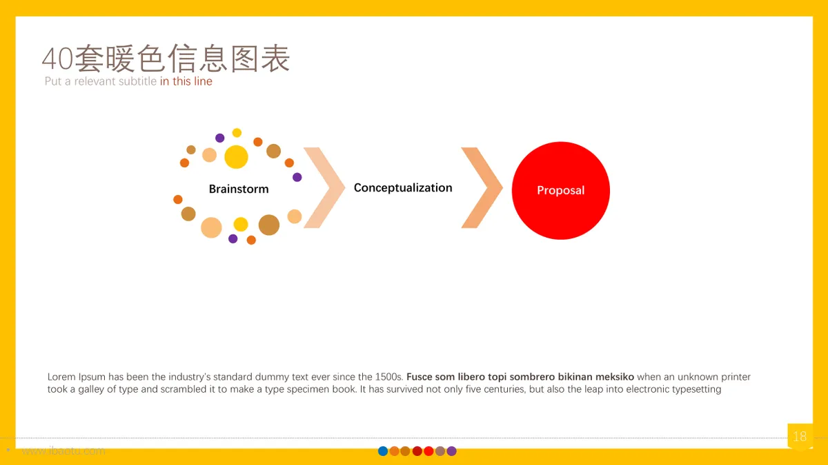 40套暖色信息可视化图表集PPT模板 适用于数据展示汇报演示 - 第18页