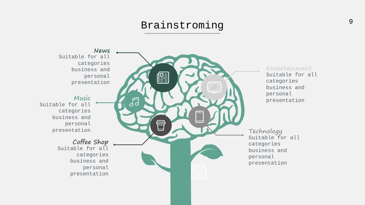 40页太空云数据信息可视化思维导图图表集PPT模板 - 第9页