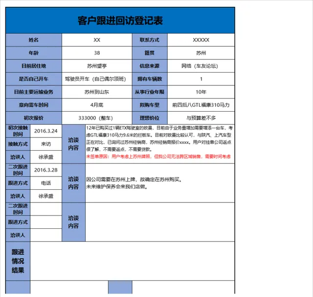 客户跟进回访登记Excel表格 销售业务客户信息跟踪记录管理模板 - 封面预览