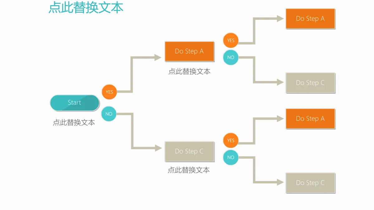 双色逻辑判断分支流程思维导图PPT模板 - 第6页