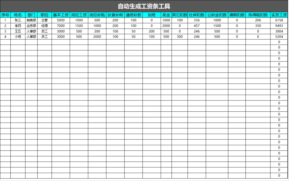 实用自动生成工资表工具Excel表格 人事行政薪资核算管理模板 - 第2页