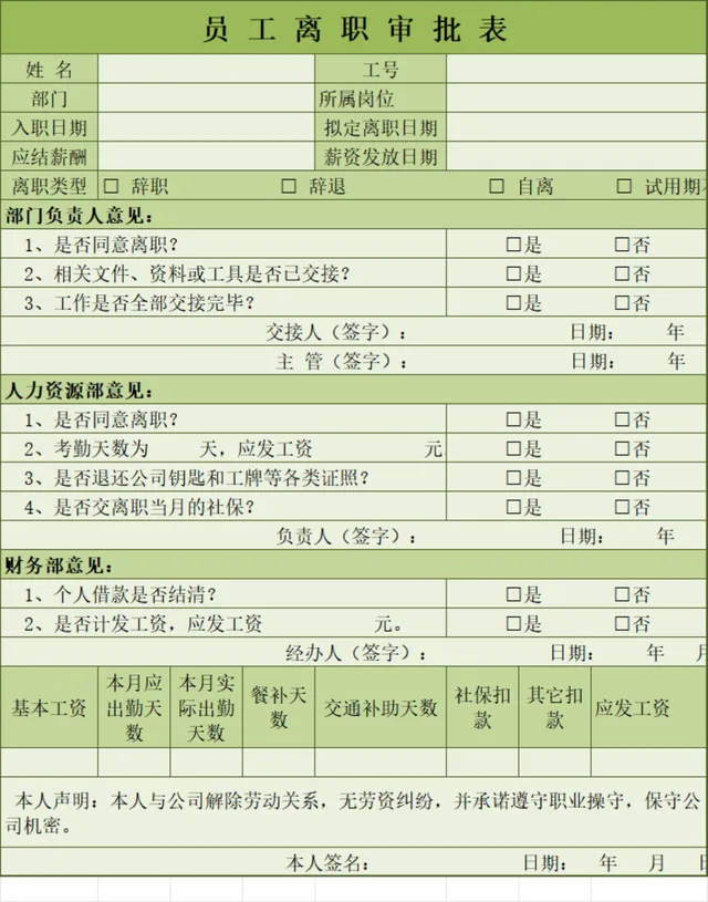 人事行政员工离职审批登记全流程信息统计Excel表格 - 封面预览