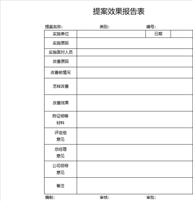 企业提案效果报告登记Excel表格 - 封面预览