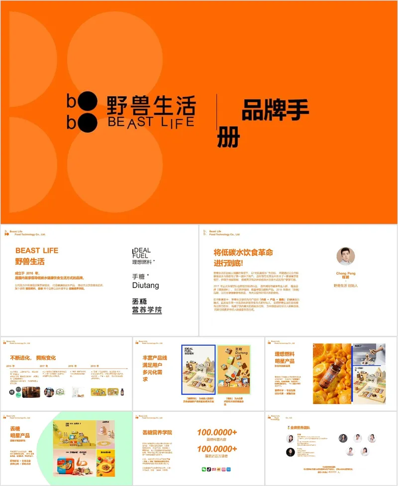 野兽生活品牌手册介绍PPT模板 企业品牌形象展示宣讲演示文稿 - 封面预览