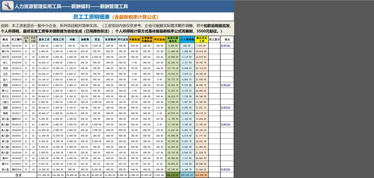 员工工资查询及工资条自动生成Excel工具表格 含个税核算工资明细统计 - 第2页