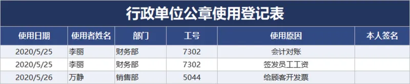 行政单位公章使用登记Excel表格 - 封面预览