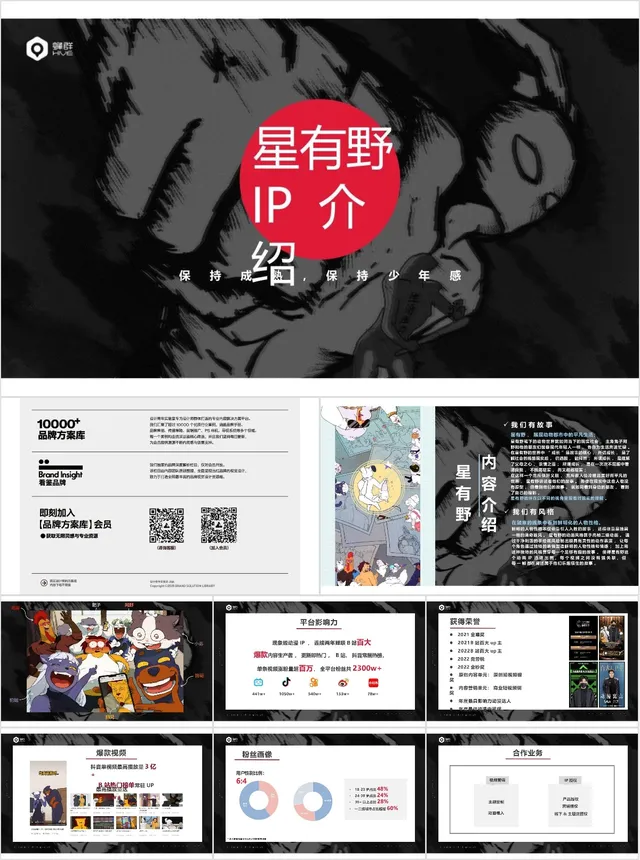 星有野IP介绍品牌IP形象推广宣讲PPT模板 - 封面预览