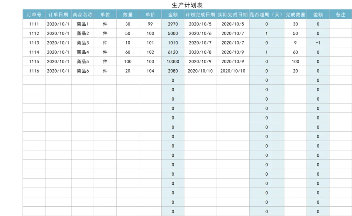 企业生产订单进度跟踪生产计划表Excel表格 - 第1页