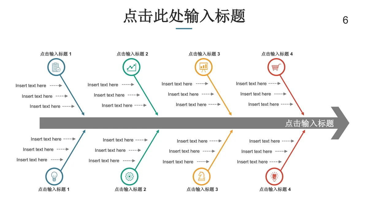 鱼骨图箭头式思维导图PPT模板 适用于问题分析原因梳理演示汇报 - 第6页