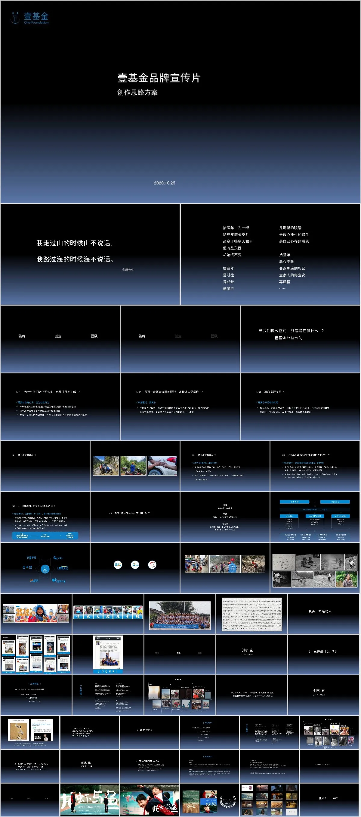 壹基金品牌宣传片创作思路方案企业介绍PPT模板 - 模板内页详情长图