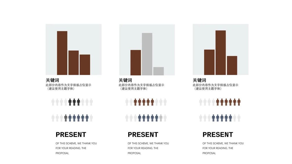30套咖啡色并列关系数据分析PPT图表合集 - 第8页