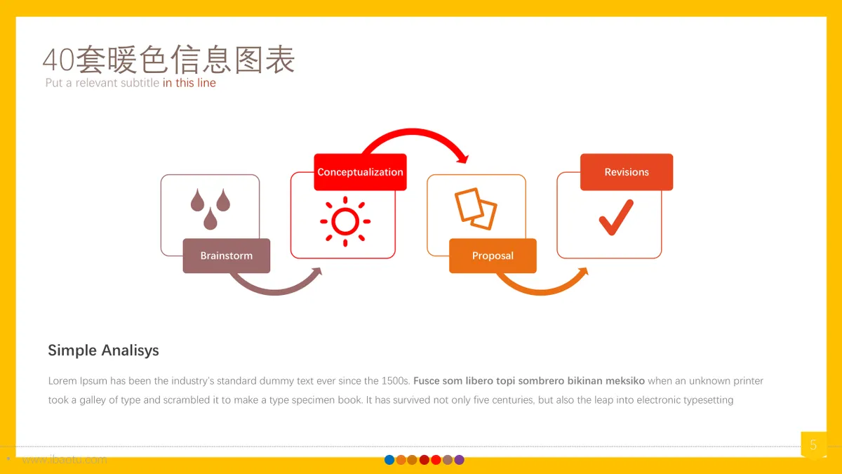 40套暖色信息可视化图表集PPT模板 适用于数据展示汇报演示 - 第5页
