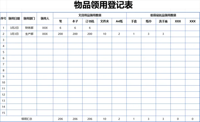 人事行政通用物品领用登记Excel表格 含文具及低值易耗品领用统计 - 封面预览