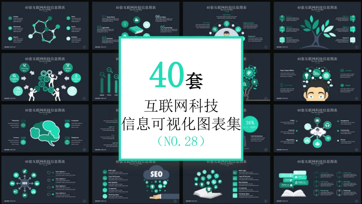 40套互联网科技信息可视化图表集PPT思维导图模板 - 第1页