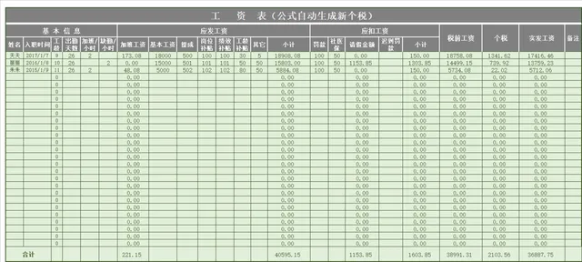 人事行政员工工资核算表 带新个税自动计算公式Excel表格 - 封面预览