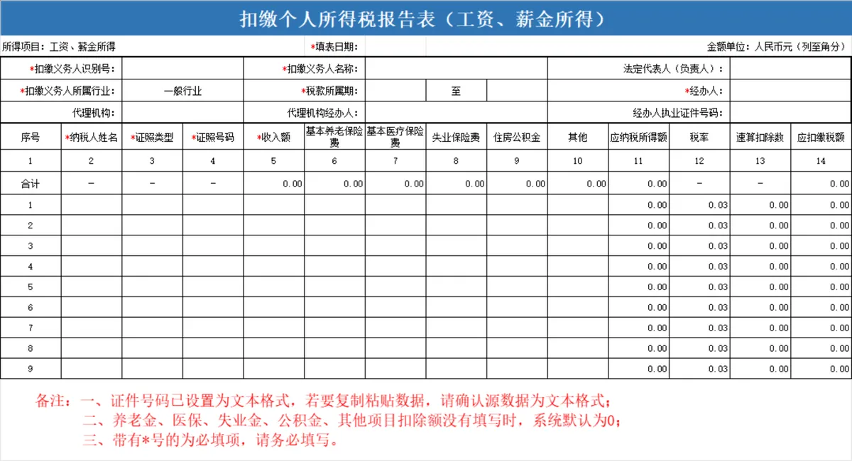 扣缴个人所得税报告书工资薪金所得Excel表格 - 第1页