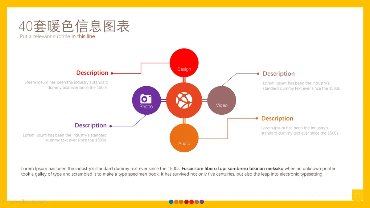 40套暖色信息可视化图表集PPT模板 适用于数据展示汇报演示 - 第11页