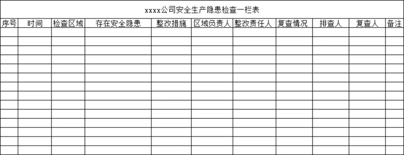 公司安全生产隐患检查一览Excel表格 - 封面预览