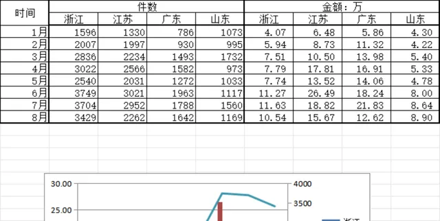 多省份月度业务件数与金额统计分析Excel表格 - 封面预览